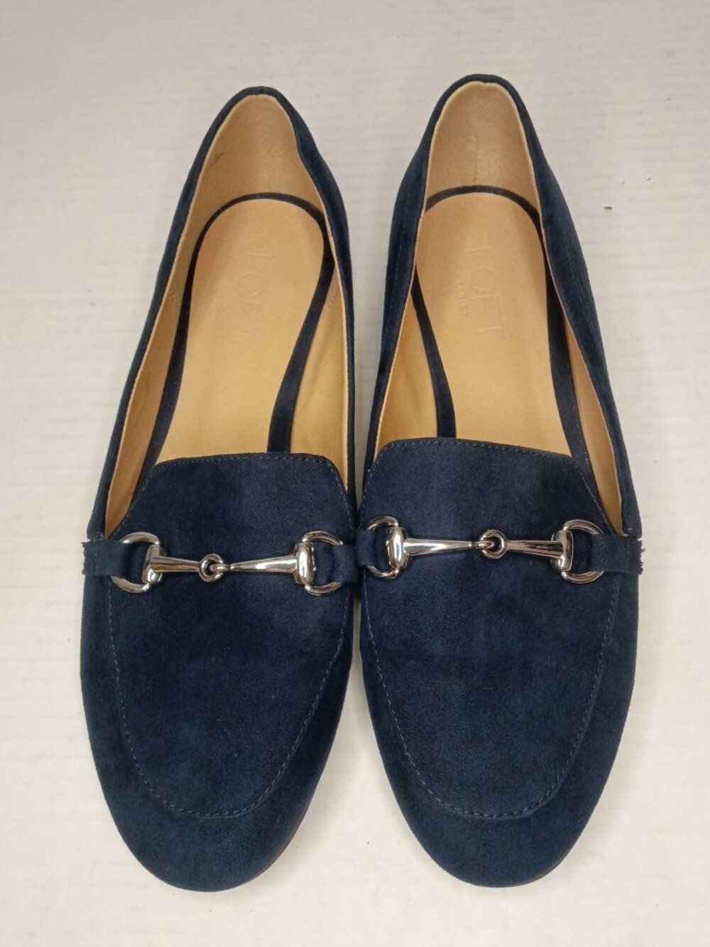 LOFT Outlet Navy Blue Faux Suede Horsebit Loafers Women’s Size 7M